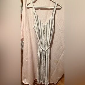 American Eagle Outfitters White and Black Striped Jumpsuit